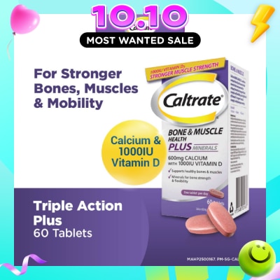 CALTRATE Bone & Muscle Health Plus Triple Action Calcium + 1000IU Vitamin D + Minerals Supplement Tablet 60s image