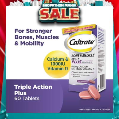 CALTRATE - Bone & Muscle Health Plus Triple Action Calcium + 1000IU Vitamin D + Minerals Supplement Tablet 60s