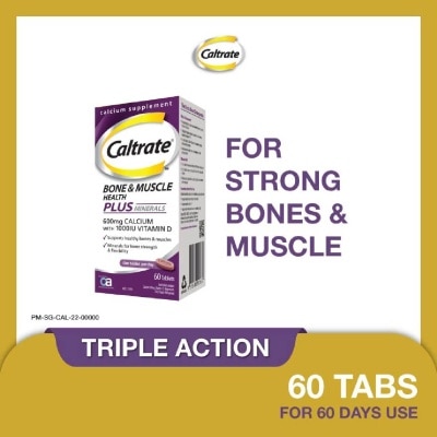 CALTRATE Caltrate Bone & Muscle Health Plus Triple Action Calcium + 1000IU Vitamin D + Minerals Supplement Tablet 60s