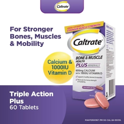 CALTRATE Bone & Muscle Health Plus Triple Action Calcium + 1000IU Vitamin D + Minerals Supplement Tablet 60s