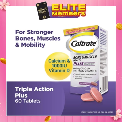 CALTRATE Bone & Muscle Health Plus Triple Action Calcium + 1000IU Vitamin D + Minerals Supplement Tablet 60s