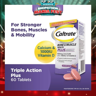 CALTRATE - Bone & Muscle Health Plus Triple Action Calcium + 1000IU Vitamin D + Minerals Supplement Tablet 60s