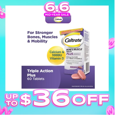 CALTRATE - Bone & Muscle Health Plus Triple Action Calcium + 1000IU Vitamin D + Minerals Supplement Tablet 60s