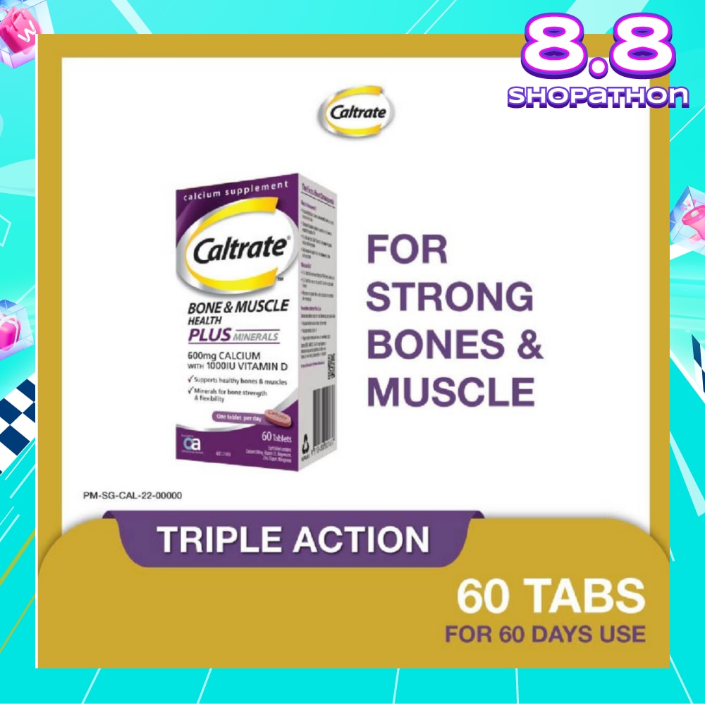 Bone & Muscle Health Plus Triple Action Calcium + 1000IU Vitamin D + Minerals Supplement Tablet 60s