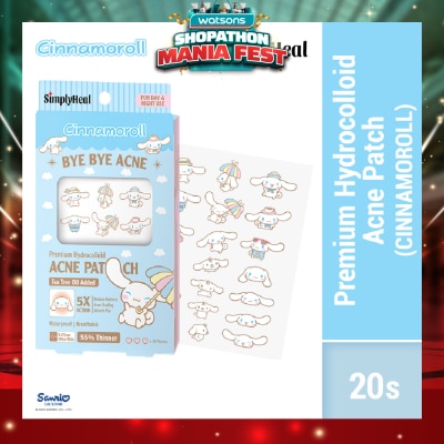 SIMPLYHEAL - Cinnamoroll Day & Night Premium Hydrocolloid Acne Patch 20s