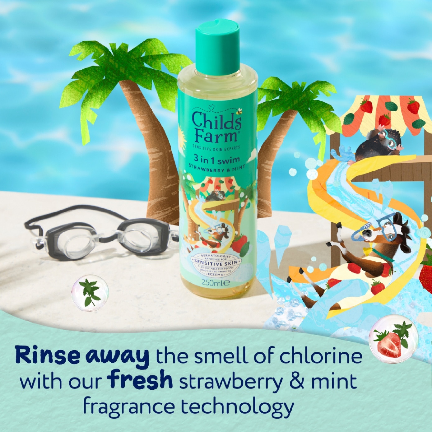 3-in-1 Swim Hair and Body Wash Strawberry & Mint 250ml