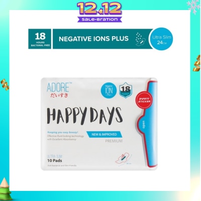 ADORE Happy Days Ultra Slim Negative Ions Plus Sanitary Pad 24cm (For Daily use) 10s