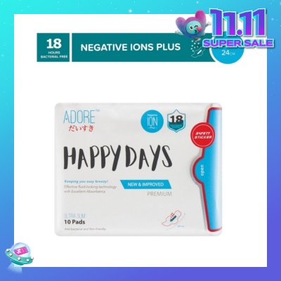 ADORE Happy Days Ultra Slim Negative Ions Plus Sanitary Pad 24cm (For Daily use) 10s