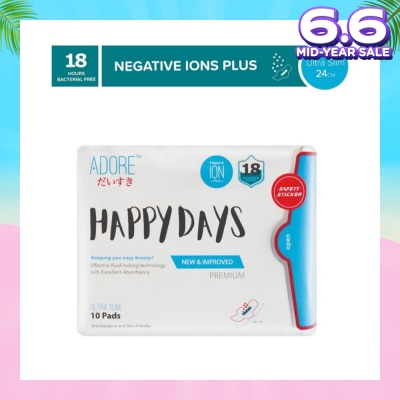 ADORE Happy Days Ultra Slim Negative Ions Plus Sanitary Pad 24cm (For Daily use) 10s