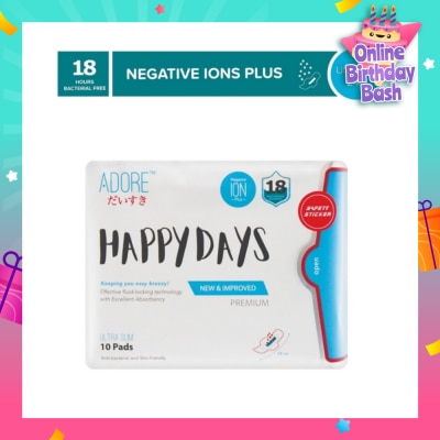 ADORE Happy Days Ultra Slim Negative Ions Plus Sanitary Pad 24cm (For Daily use) 10s