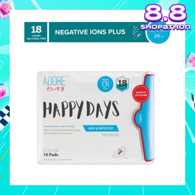ADORE Happy Days Ultra Slim Negative Ions Plus Sanitary Pad 24cm (For Daily use) 10s