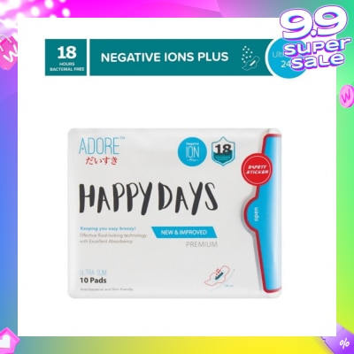 ADORE Happy Days Ultra Slim Negative Ions Plus Sanitary Pad 24cm (For Daily use) 10s