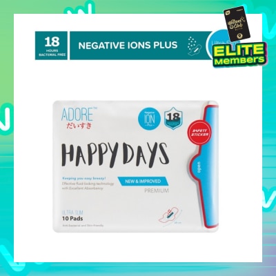 ADORE Happy Days Ultra Slim Negative Ions Plus Sanitary Pad 24cm (For Daily use) 10s
