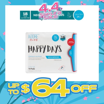 ADORE - Happy Days Ultra Slim Negative Ions Plus Sanitary Pad 24cm (For Daily use) 10s