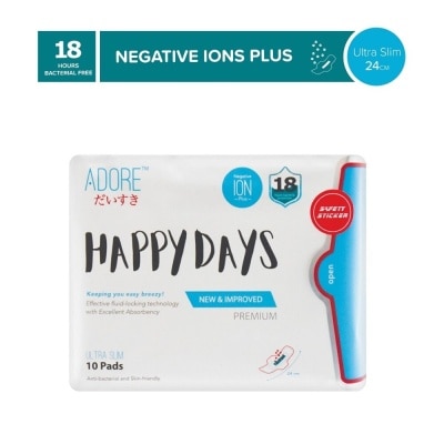 ADORE Happy Days Ultra Slim Negative Ions Plus Sanitary Pad 24cm (For Daily use) 10s