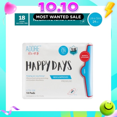 ADORE Happy Days Ultra Slim Negative Ions Plus Sanitary Pad 24cm (For Daily use) 10s image