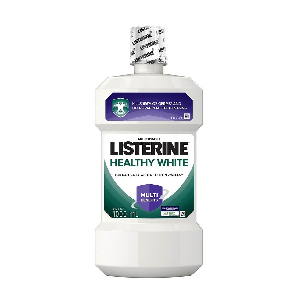 Healthy White Mouthwash (Kills 99% Of Germs & Helps Prevent Teeth Stains) 1L x 6s (Per Carton)