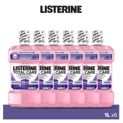 LISTERINE Total Care Zero Less Intense Mouthwash With 6-In-1 Benefits (Reduce Plaque Freshen Breath And Help Keep Teeth Naturally White for 12Hr Protection) 1L X 6s (per carton)