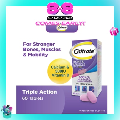 CALTRATE - Bone & Muscle Health Plus 600+D3 Plus Minerals Triple Action Supplement Tablets 60s