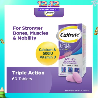 CALTRATE Bone & Muscle Health Plus 600+D3 Plus Minerals Triple Action Supplement Tablets 60s