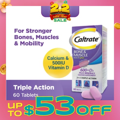 CALTRATE Bone & Muscle Health Plus 600+D3 Plus Minerals Triple Action Supplement Tablets 60s