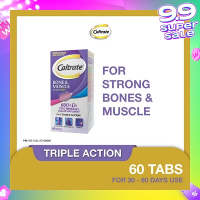 CALTRATE Bone & Muscle Health Plus 600+D3 Plus Minerals Triple Action Supplement Tablets 60s