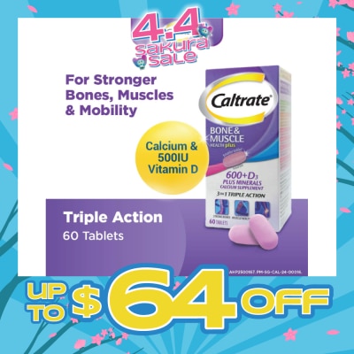 CALTRATE - Bone & Muscle Health Plus 600+D3 Plus Minerals Triple Action Supplement Tablets 60s