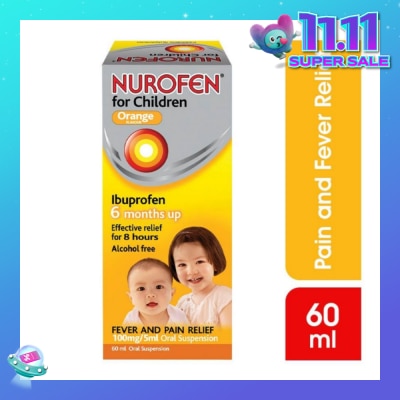 NUROFEN Liquid for Children Orange Flavour (Relief for Pain and Fever) 60ml