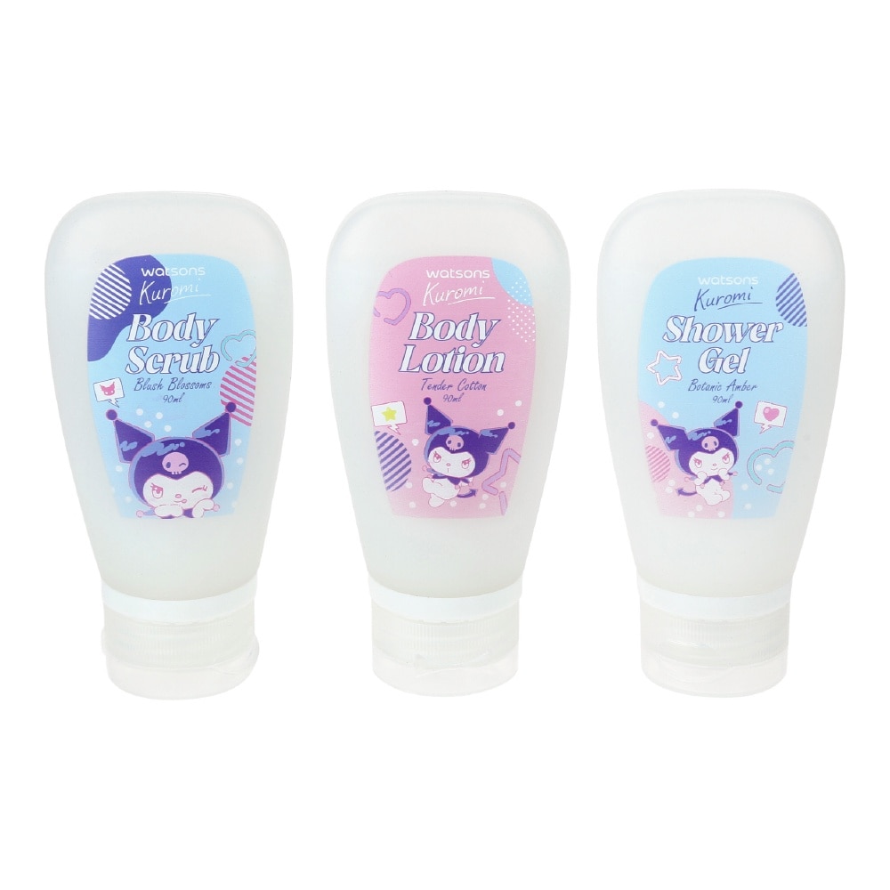 Sanrio Kuromi Bath Travel Set With Reusable Silicone Bottles 100ml x 3s
