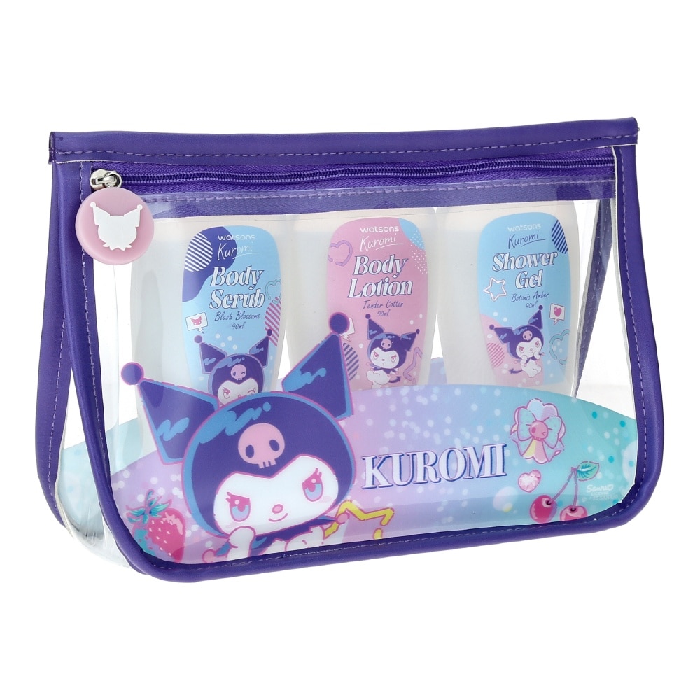 Sanrio Kuromi Bath Travel Set With Reusable Silicone Bottles 100ml x 3s