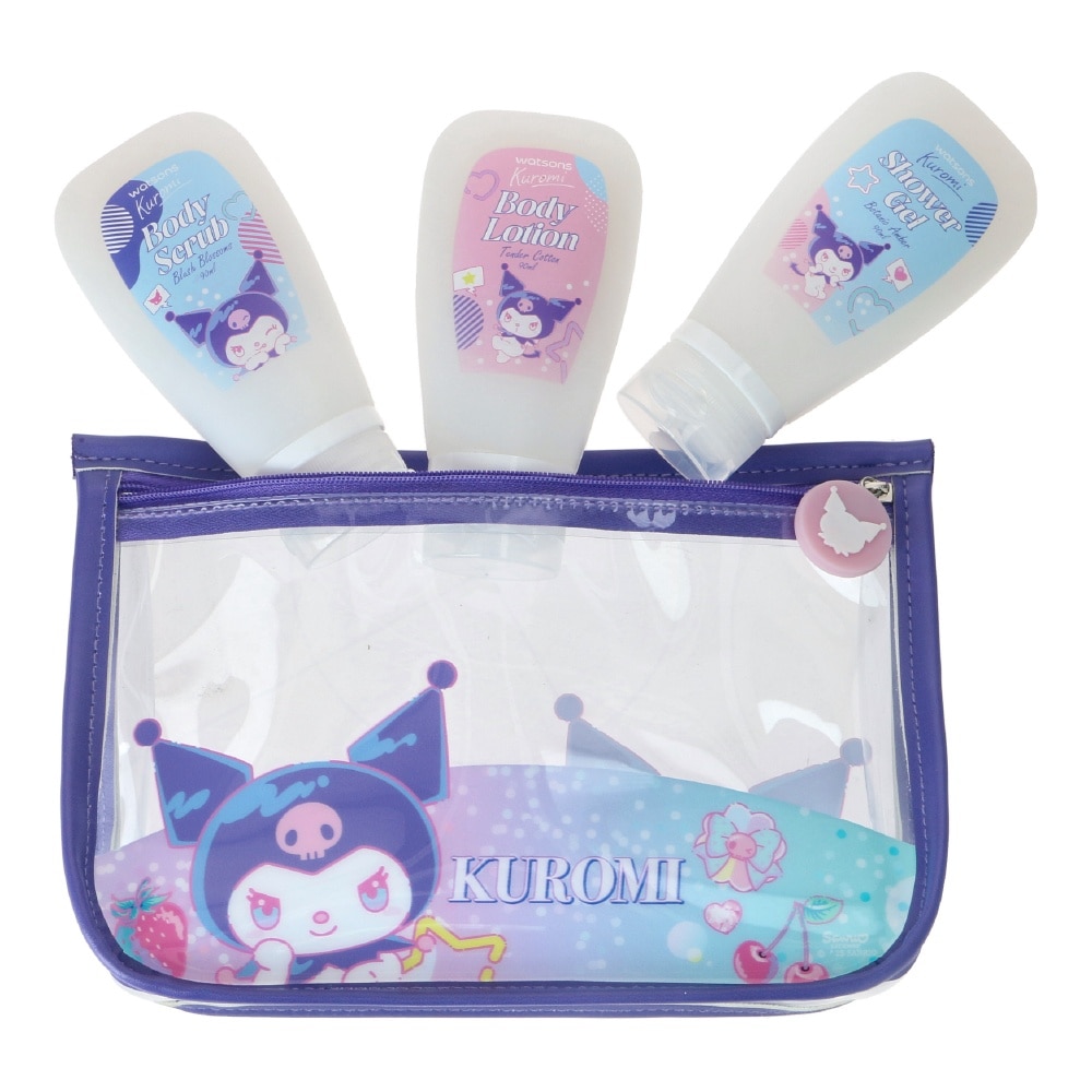 Sanrio Kuromi Bath Travel Set With Reusable Silicone Bottles 100ml x 3s