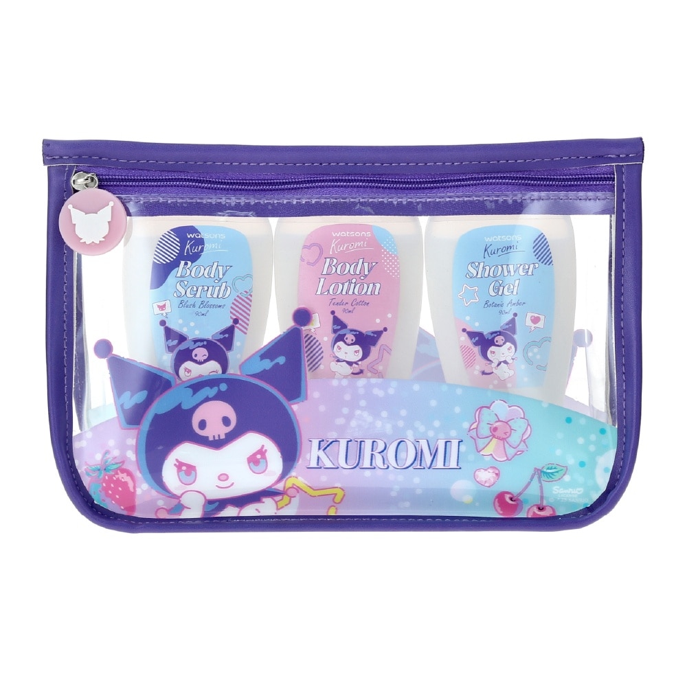 Sanrio Kuromi Bath Travel Set With Reusable Silicone Bottles 100ml x 3s