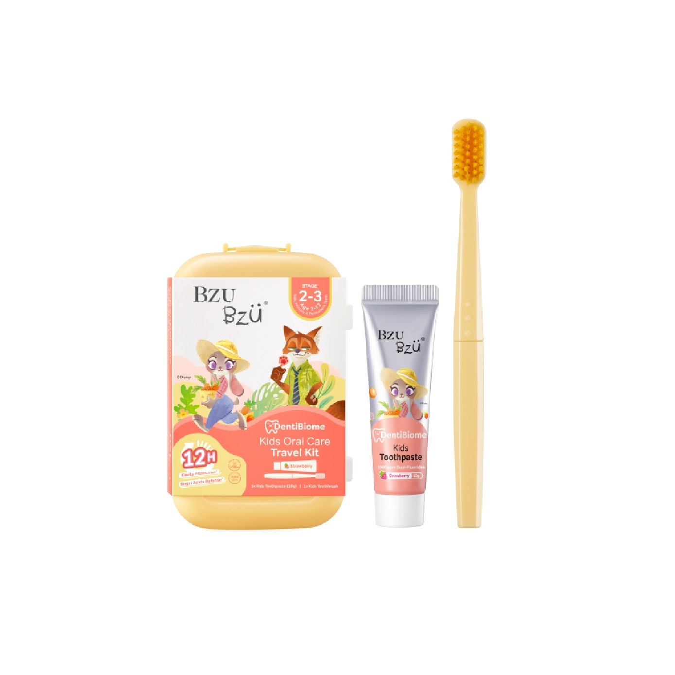 DentiBiome Zootopia Kids Oral Care Travel Kit consist Toothbrush 1s + Strawberry Toothpaste 1s