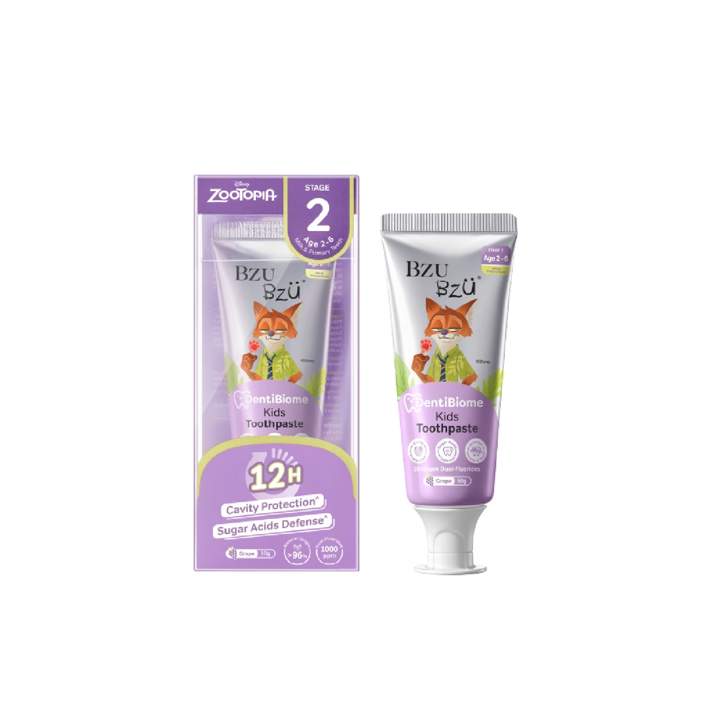 DentiBiome Zootopia Grape Kids Toothpaste (Stage 2, for Age 2-6) 50g