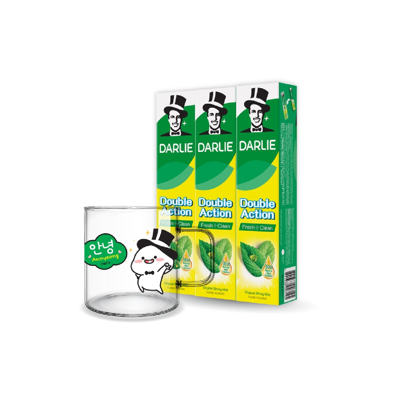 Double Action Fresh + Clean Toothpaste 250g x 3s + Quby Cup Blind Box (Design Packed Random) 1s