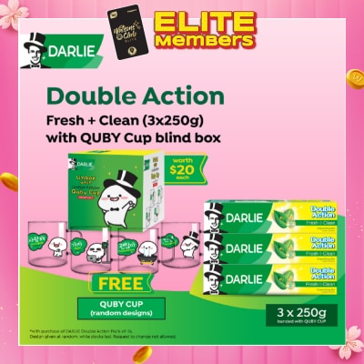 DARLIE Double Action Fresh + Clean Toothpaste 250g x 3s + Quby Cup Blind Box (Design Packed Random) 1s