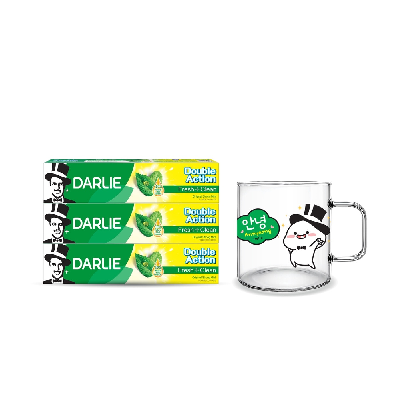 Double Action Fresh + Clean Toothpaste 250g x 3s + Quby Cup Blind Box (Design Packed Random) 1s