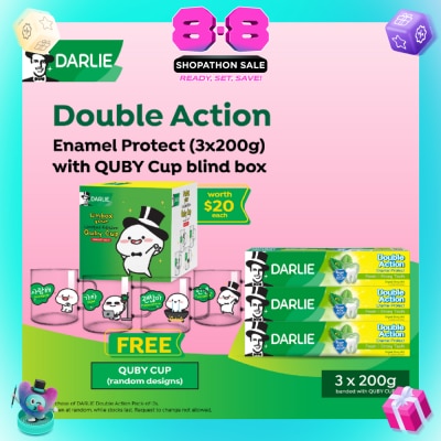 DARLIE - Double Action Enamel Protect Toothpaste 200g x 3s + Quby Cup Blind Box (Design Packed Random) 1s