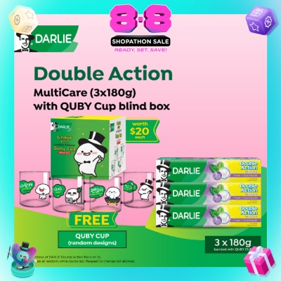 DARLIE - Double Action MultiCare Toothpaste 180g x 3s + Quby Cup Blind Box (Design Packed Random) 1s