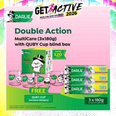 DARLIE - Double Action MultiCare Toothpaste 180g x 3s + Quby Cup Blind Box (Design Packed Random) 1s image