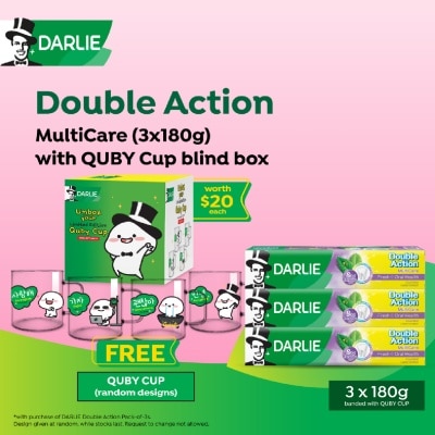 DARLIE Double Action MultiCare Toothpaste 180g x 3s + Quby Cup Blind Box (Design Packed Random) 1s
