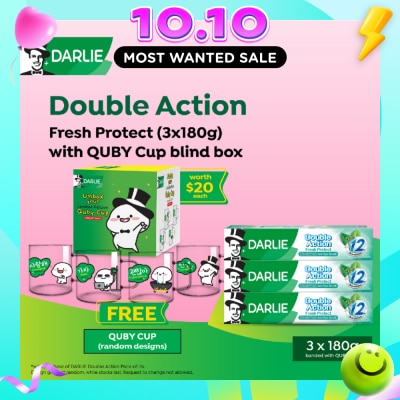 DARLIE Double Action Fresh Protect Toothpaste 180g x 3s + Quby Cup Blind Box (Design Packed Random) 1s image