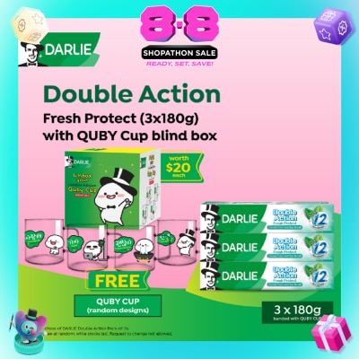 DARLIE - Double Action Fresh Protect Toothpaste 180g x 3s + Quby Cup Blind Box (Design Packed Random) 1s