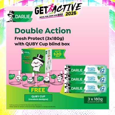 DARLIE - Double Action Fresh Protect Toothpaste 180g x 3s + Quby Cup Blind Box (Design Packed Random) 1s image