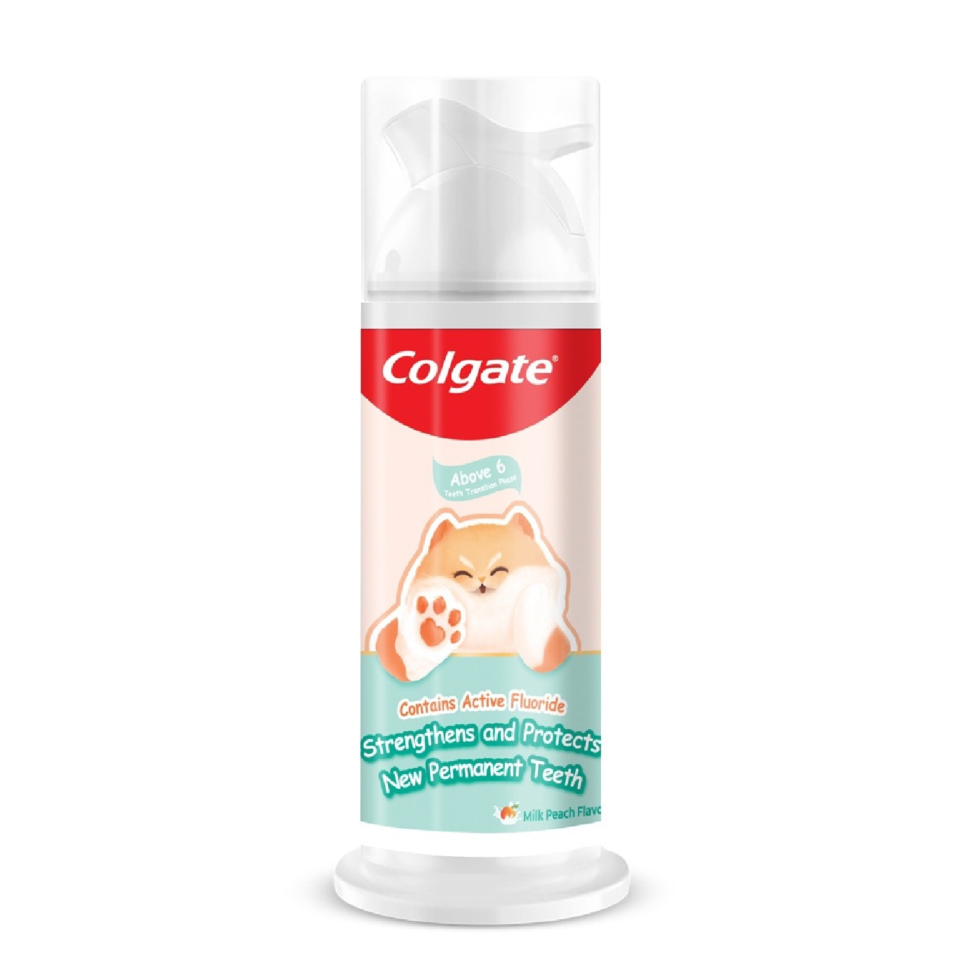 Kids Pump Toothpaste Above 6 Peach Flavor 85g image