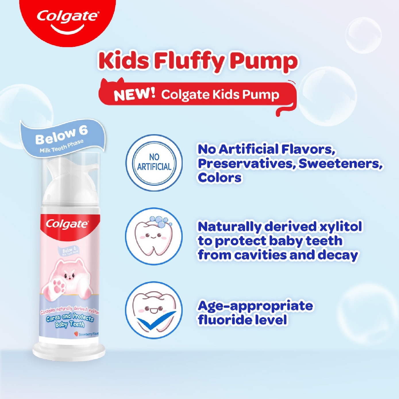 Kids Pump Toothpaste Below 6 Strawberry Flavor 85g image