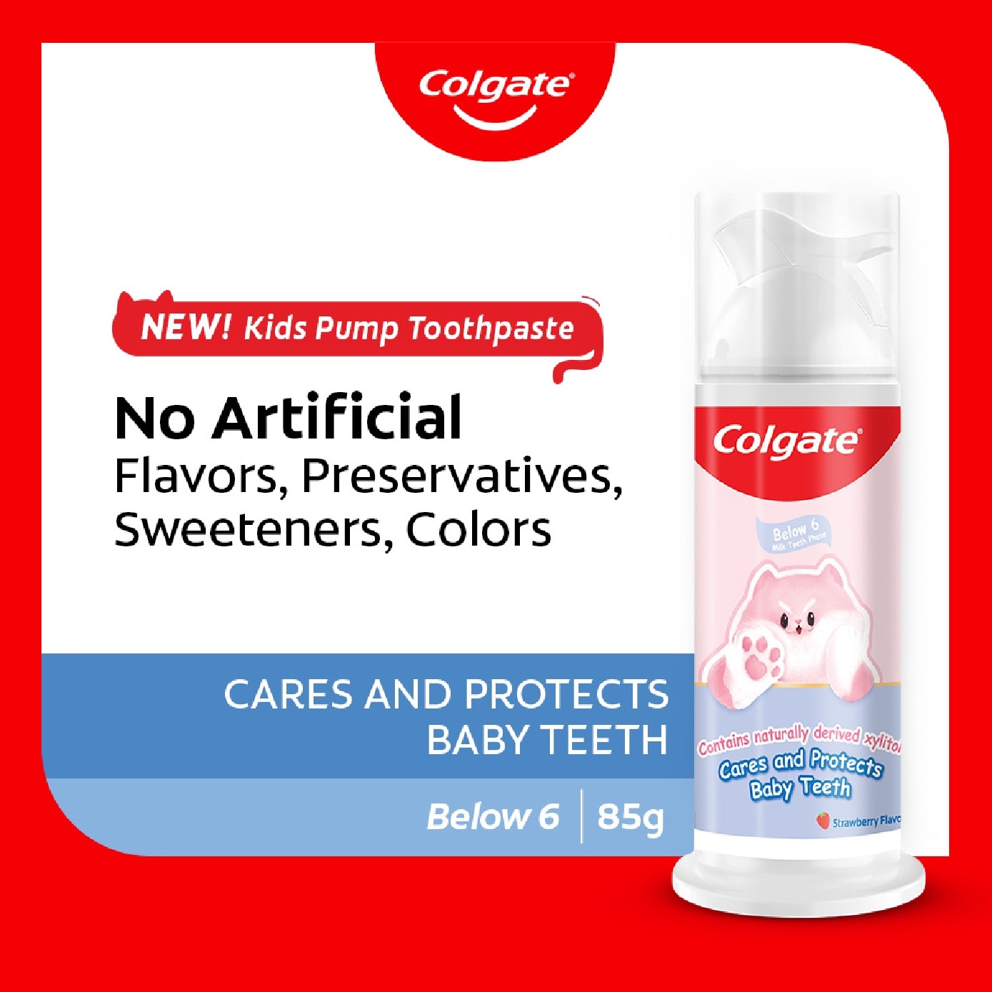 Kids Pump Toothpaste Below 6 Strawberry Flavor 85g image