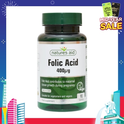 NATURES AID Folic Acid 400ug 90s