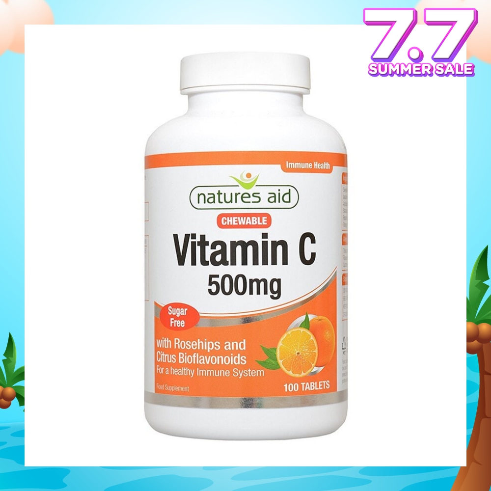Chewable Vitamin C Tablets 500mg Sugar Free with Rosehips and Citrus Bioflavonoids (For Healthy Immune System) 100s