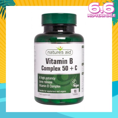 NATURES AID Vitamin B Complex + Vitamin C (High Potency) 90s